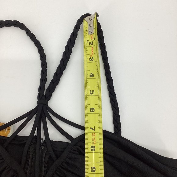 Vintage Ayres Unlimited Womens Size S/M Black Strappy 60's-70's Maxi Dress Disco - Picture 6 of 11